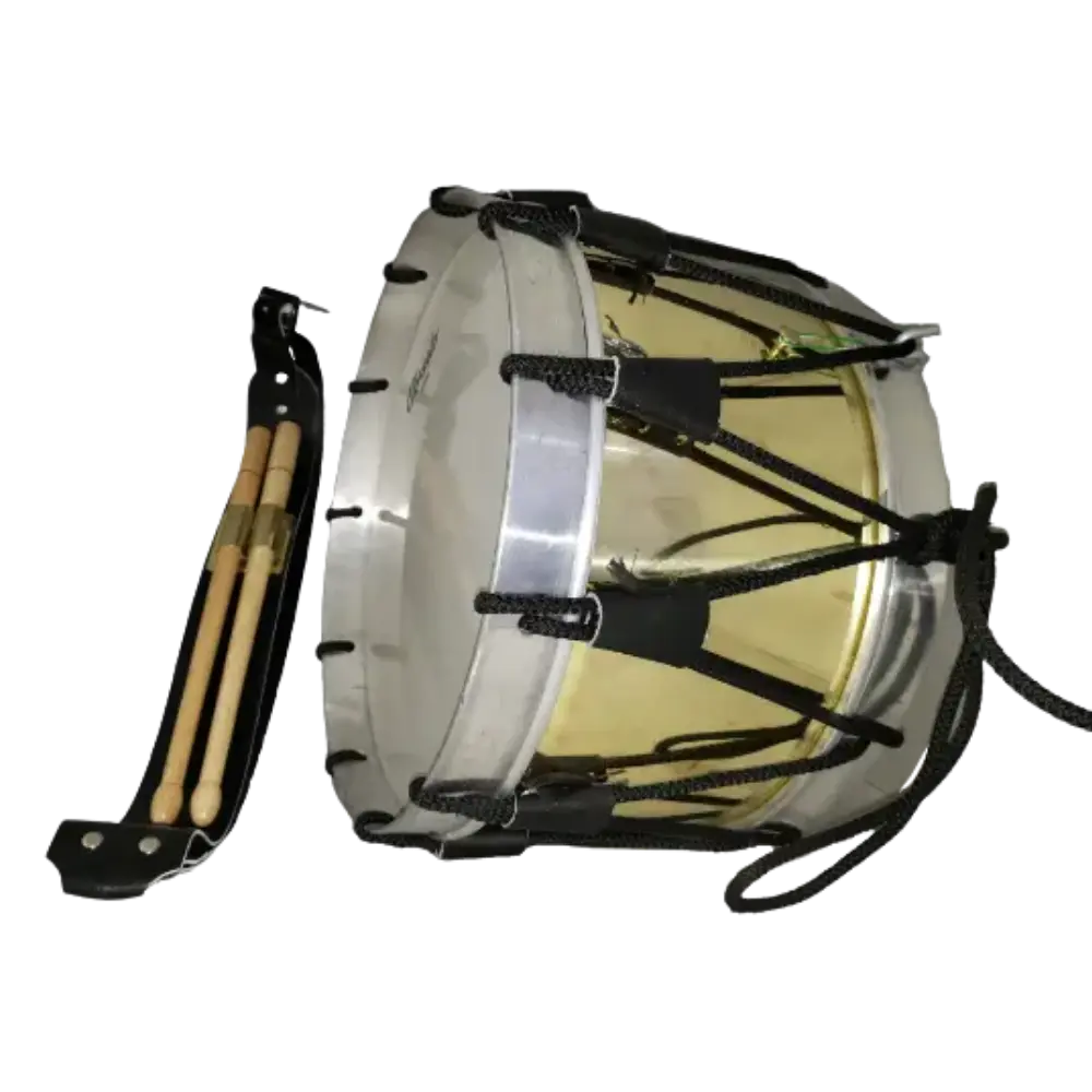 Tambor reglamentario de acero amarillo con aros de aluminio y parche sintético - Imagen 3