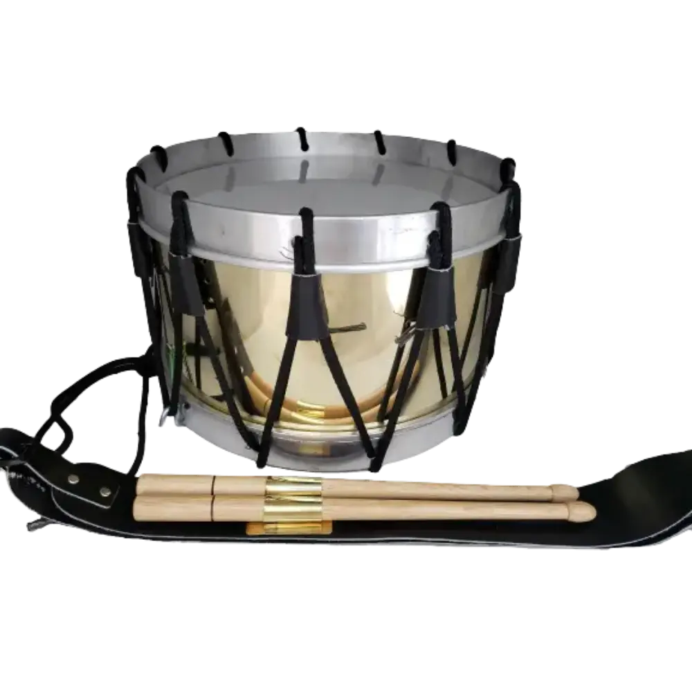 Tambor reglamentario de acero amarillo con aros de aluminio y parche sintético - Imagen 4