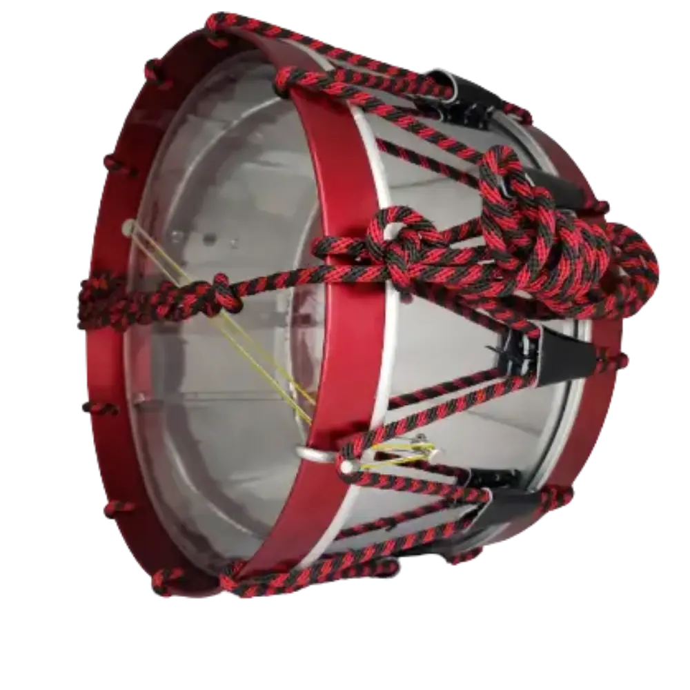 Tambor reglamentario de acero con aro anodizado rojo y piola de nylon - Imagen 2