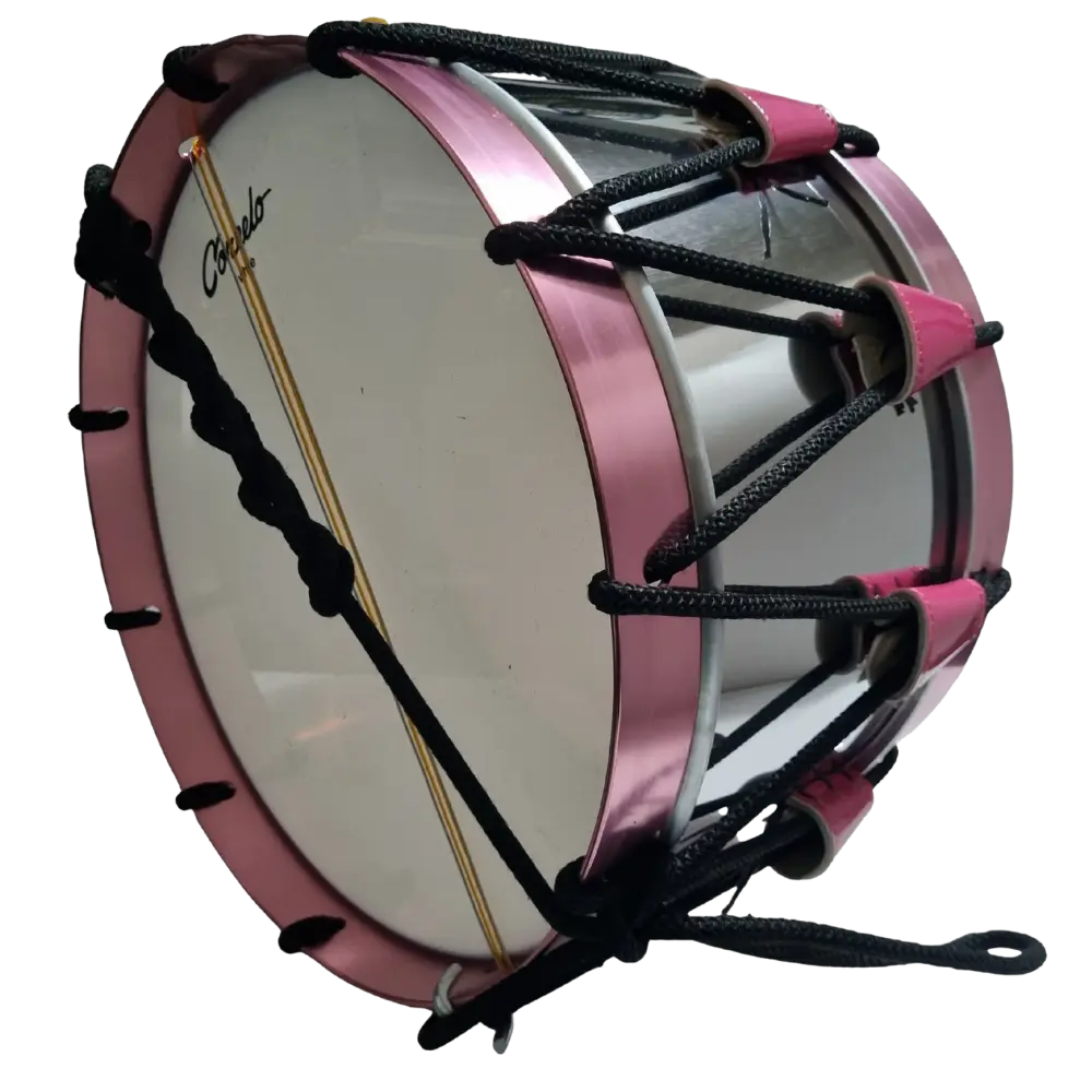 Tambor reglamentario de acero con aro anodizado color rosa