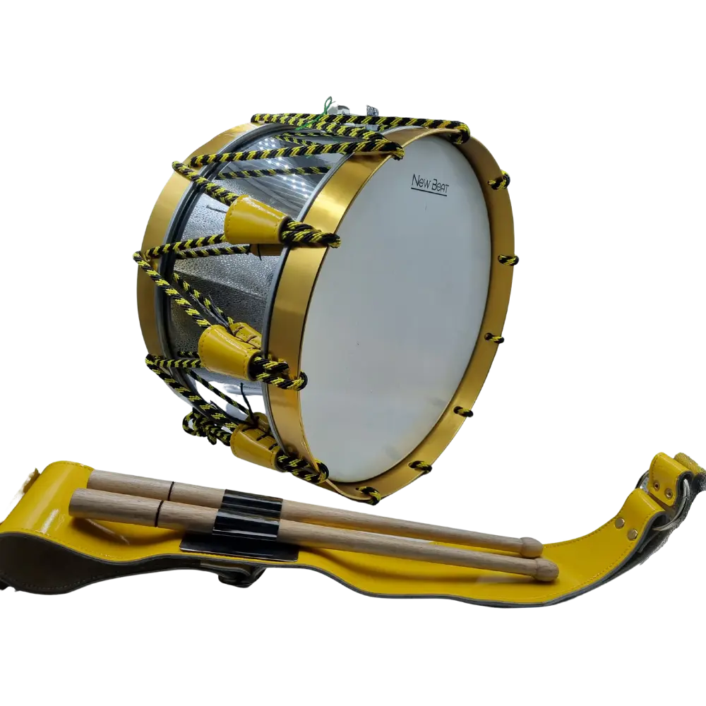 Tambor reglamentario de acero con aros anodizados color amarillo