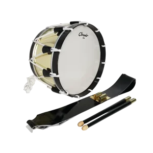 Tambor reglamentario con aros de aluminio ionizado negro con portacajas cove y baquetas de gala