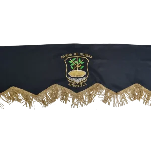 Cubre caja negro con bordado dorado para tambor banda de guerra