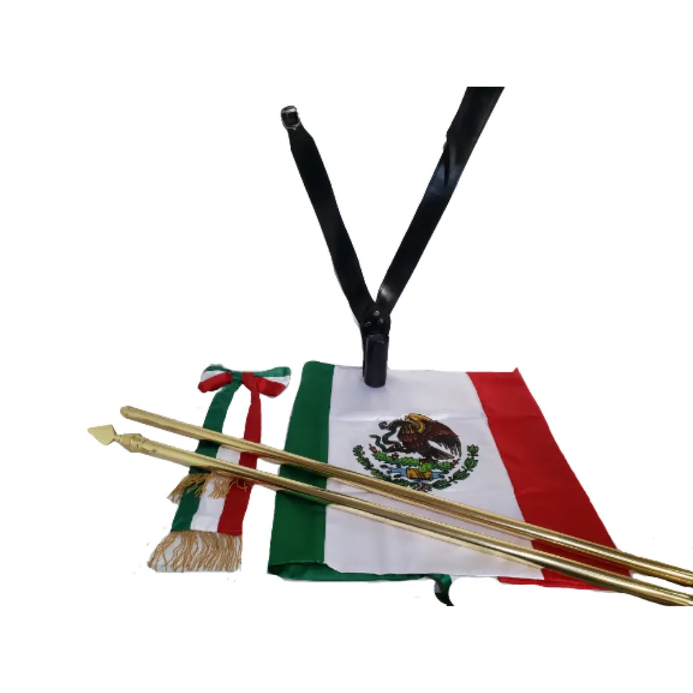 Juego de asta bandera y portabandera para escolta y ceremonia